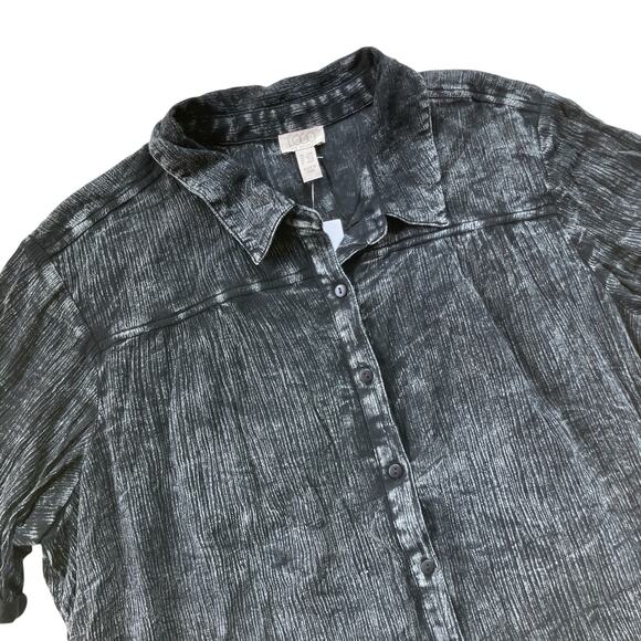 NEW LOGO by Lori Goldstein Black Sun Faded Crinkle Gauze Shirt Dress 2XP - Picture 2 of 7